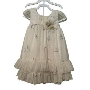 Beautiful Rare Editions Toddler Sparkle Ivory Mesh Social dress, size 18m